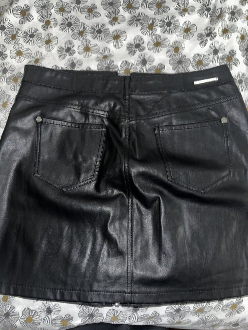 Lipsy London Black Faux Leather Mini Skirt, Sz 14/US10